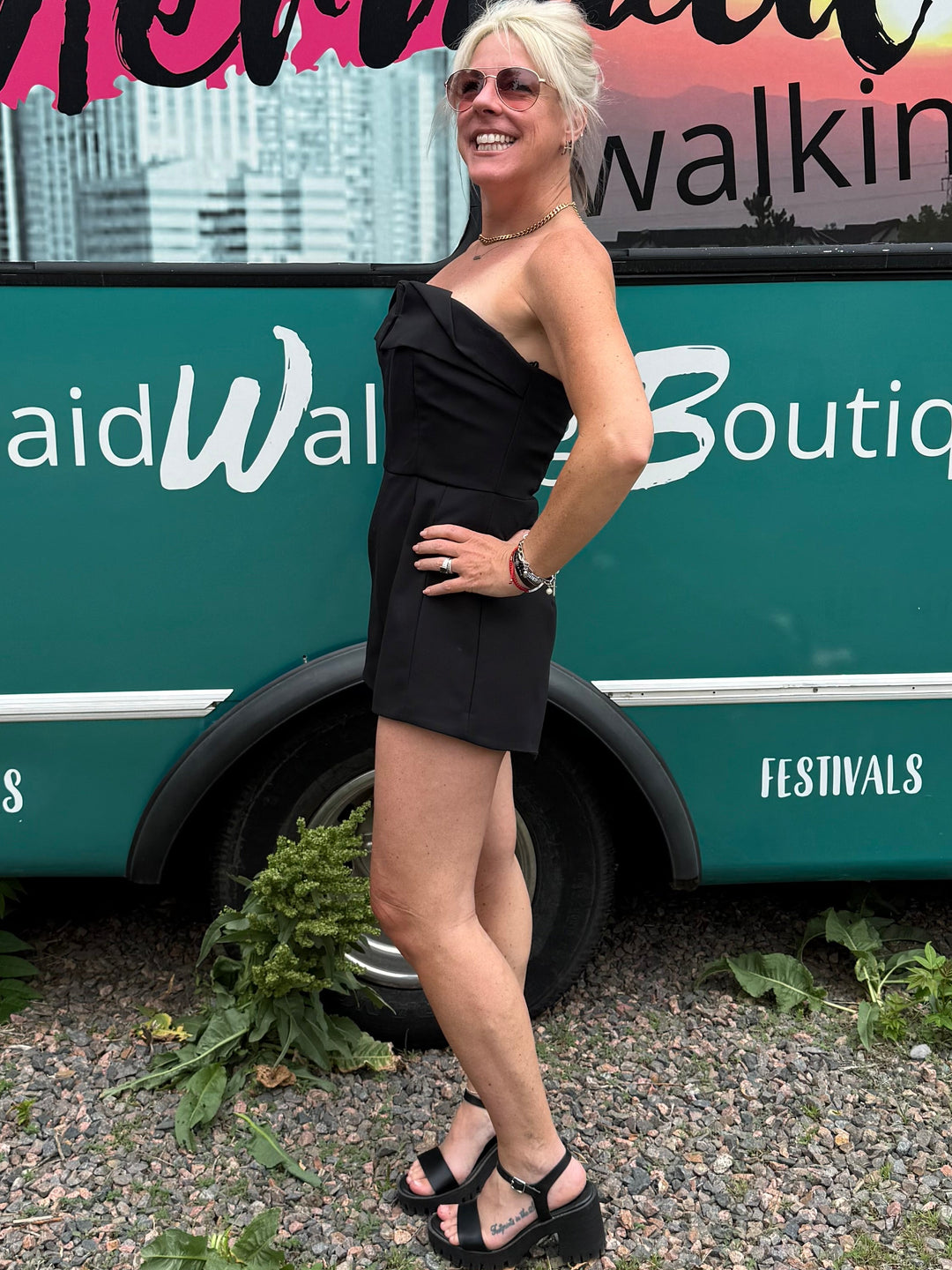 Ellis Island Romper in Black