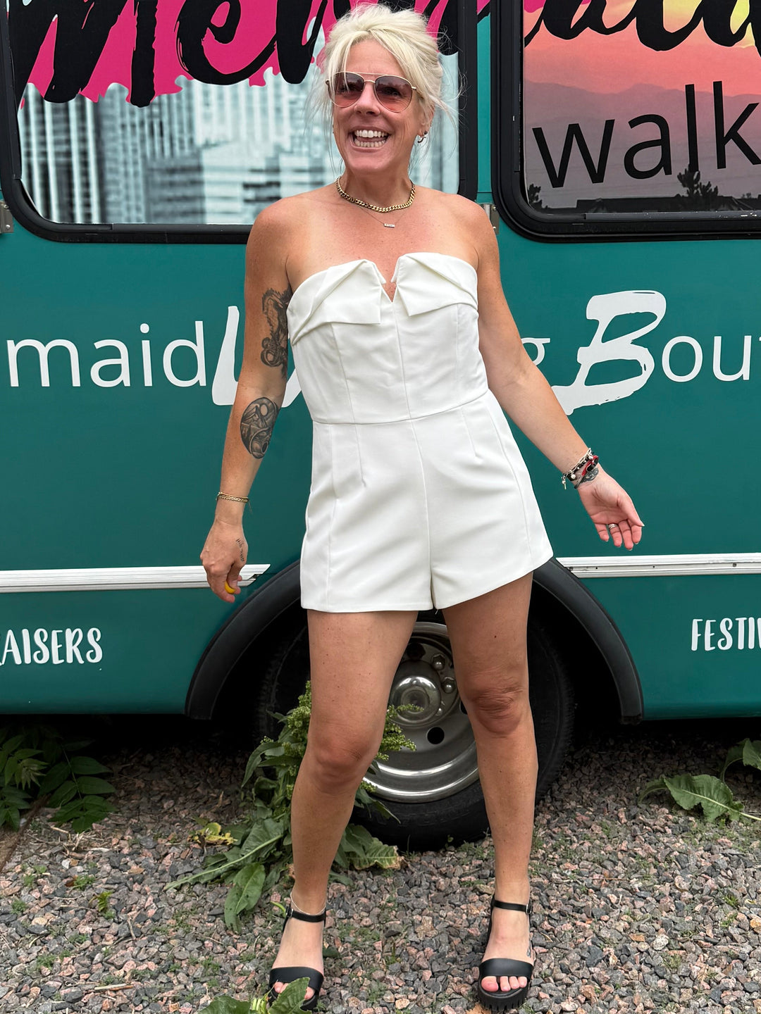 Ellis Island Romper in White