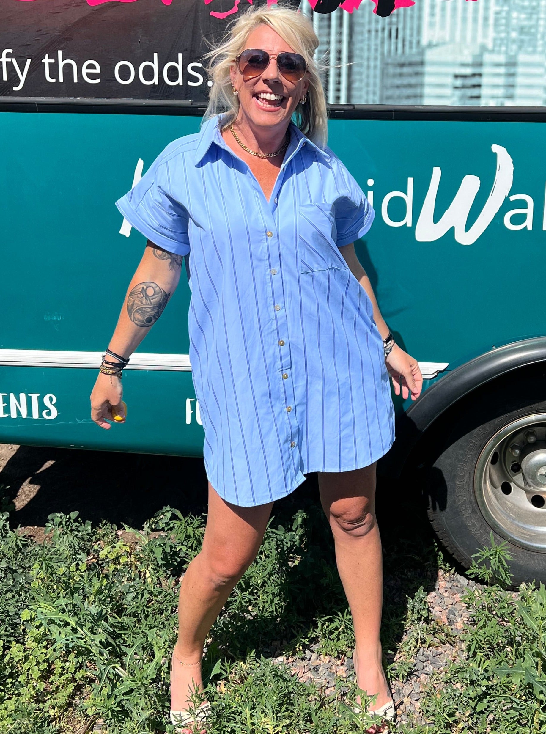 Queen of the Office Chambray Dress