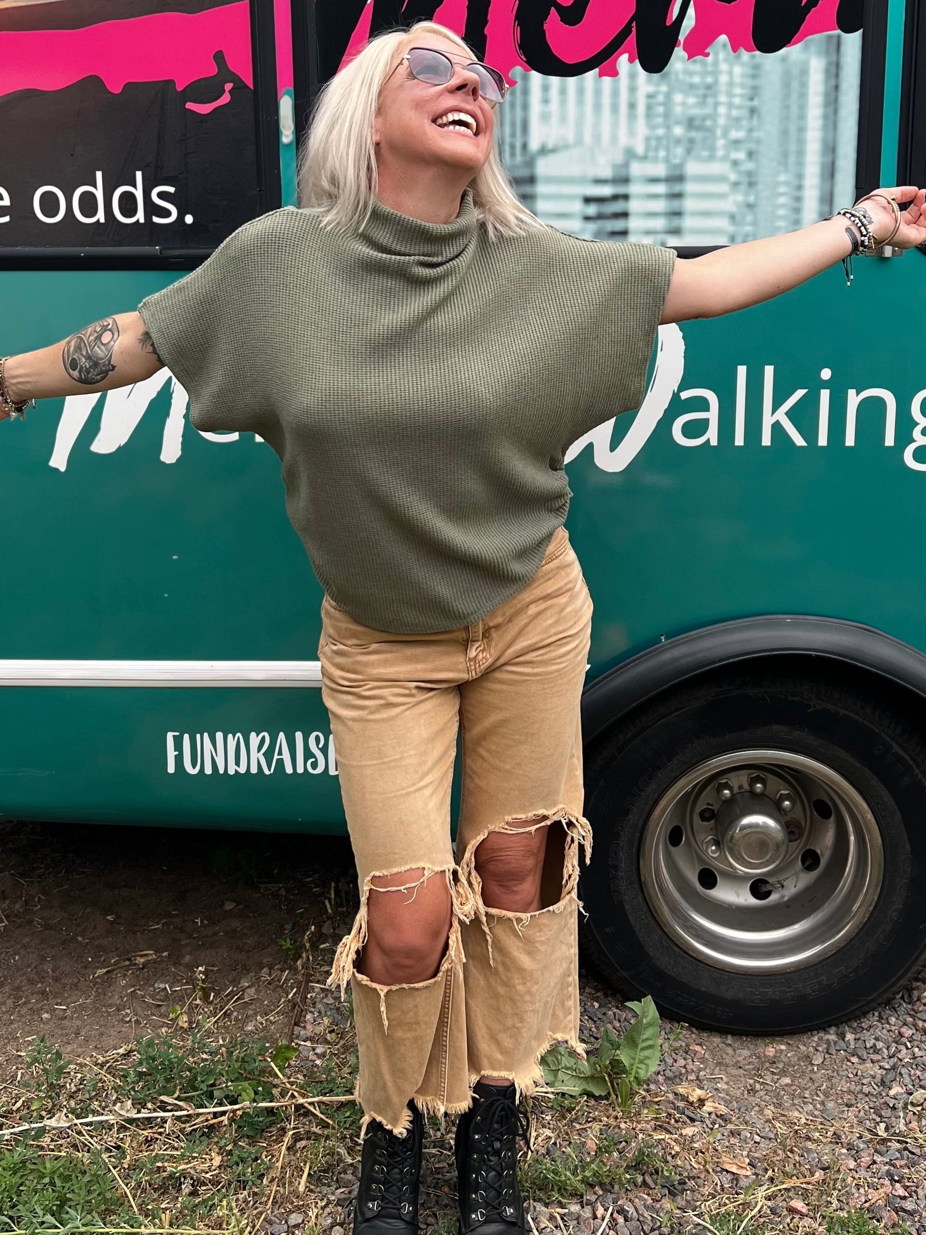Birdie Mock Neck Sweater in Olive
