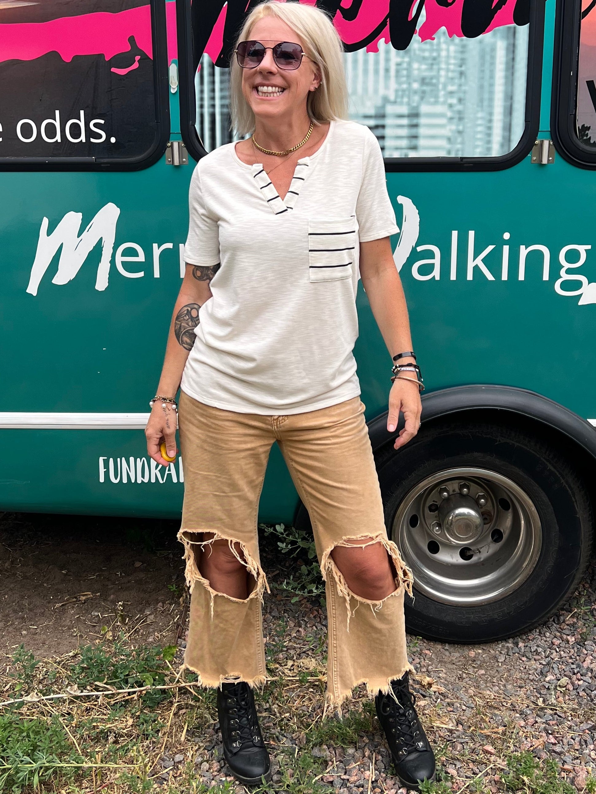 Wren Stripe Pocket Top