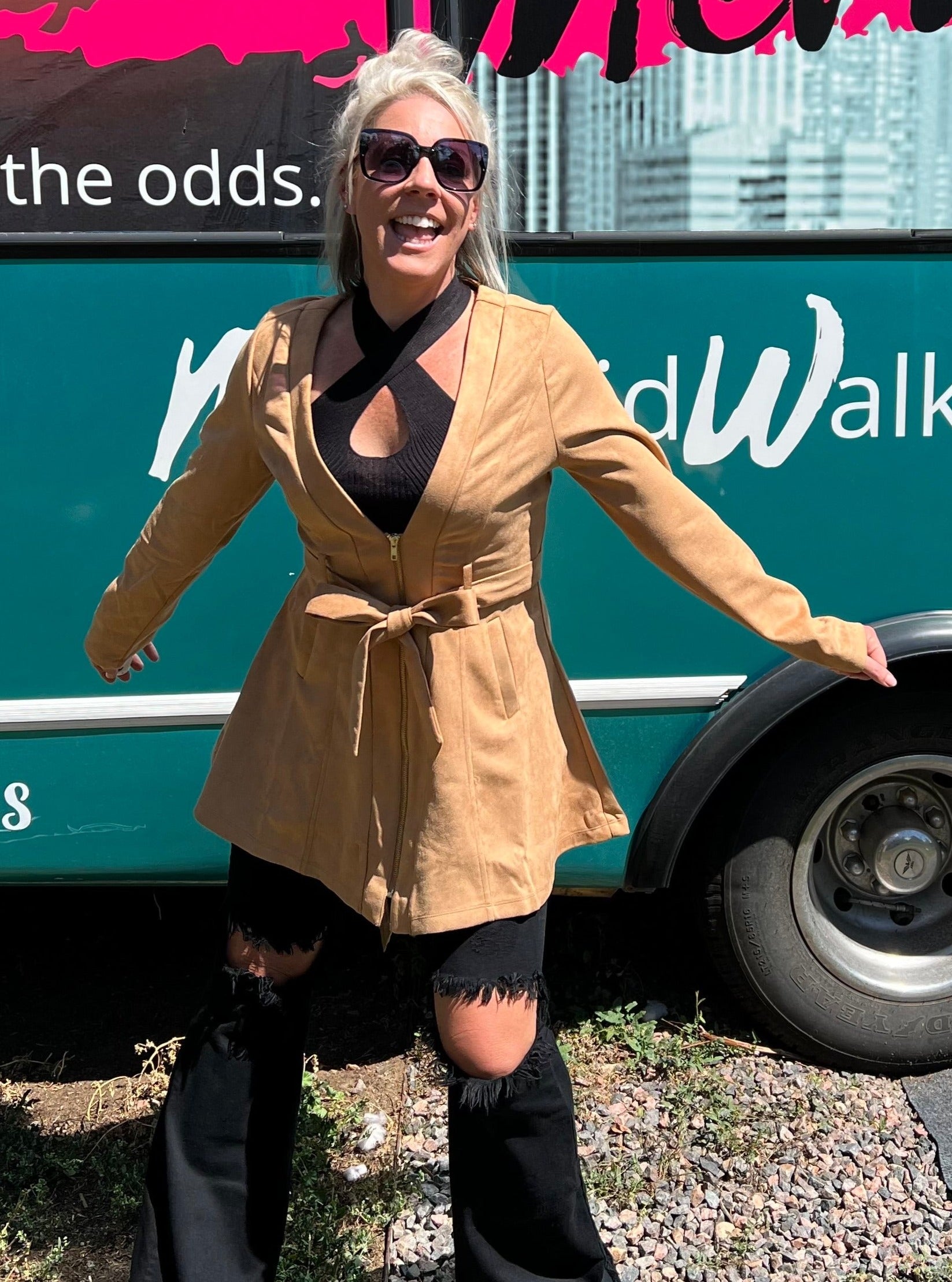 Samantha Suede Jacket in Camel