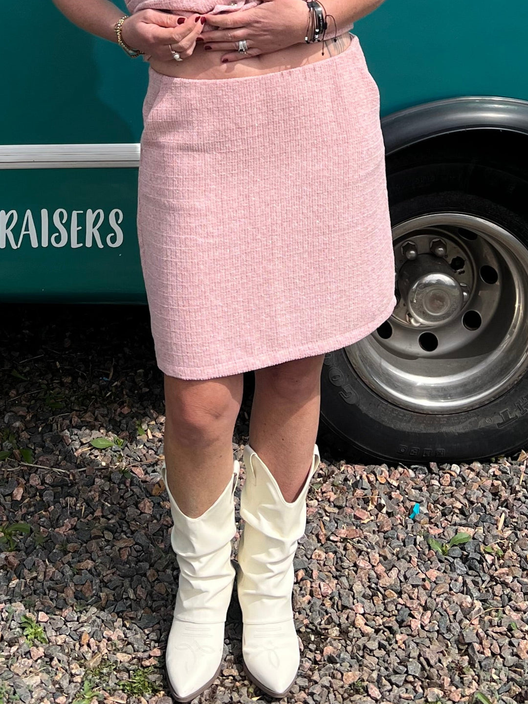 Pink Tweed Pencil Skirt