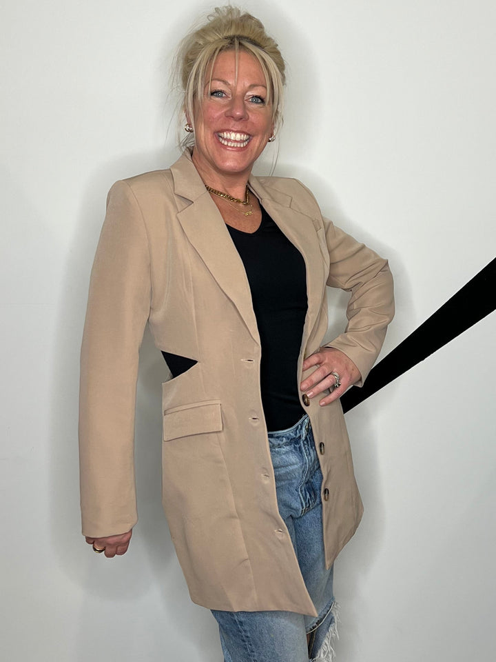 Lauren Blazer Dress in Taupe