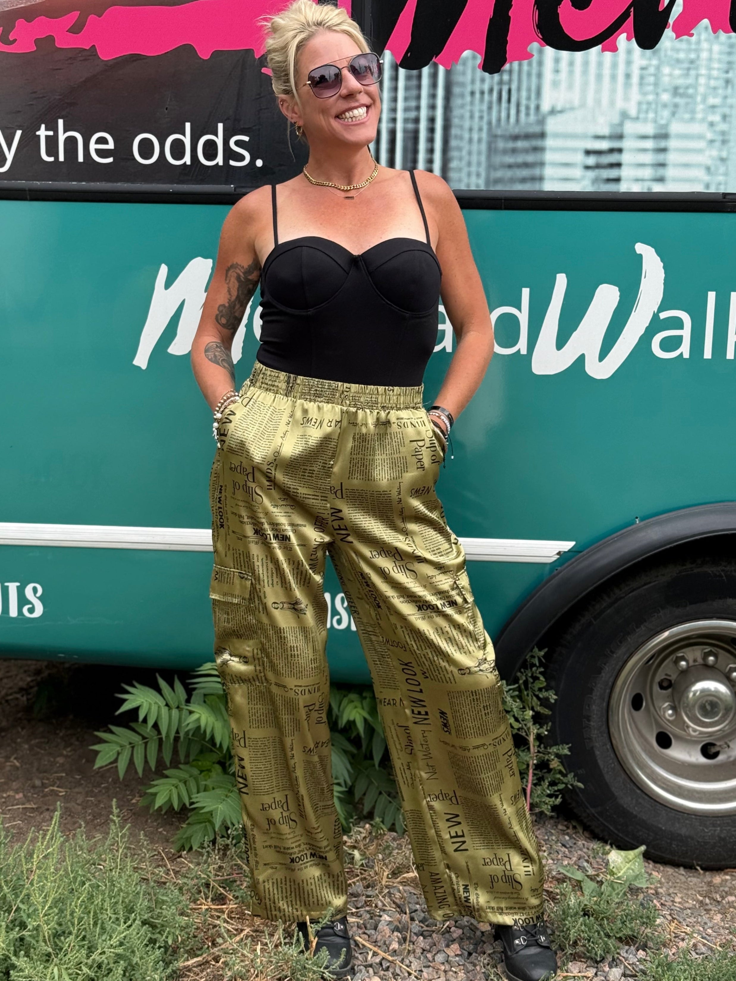 Newspaper Cargo Pants in Olive