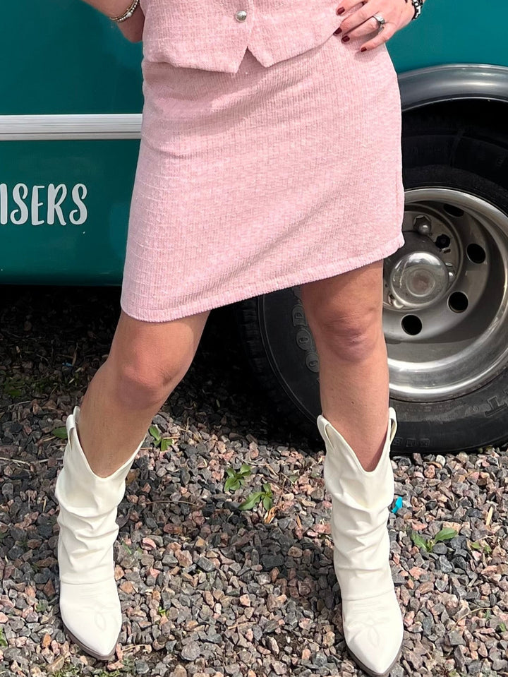 Pink Tweed Pencil Skirt