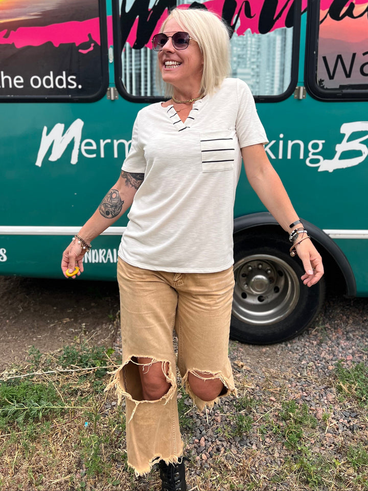 Wren Stripe Pocket Top